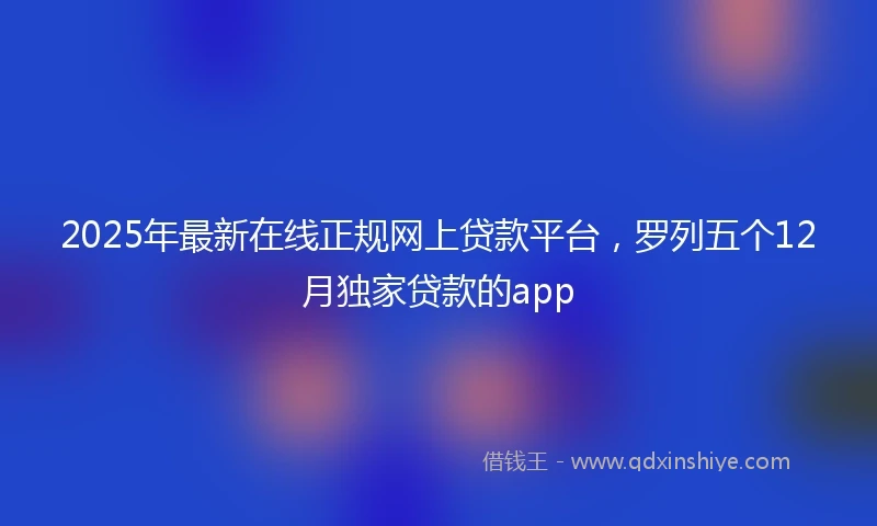 2025年最新在线正规网上贷款平台，罗列五个12月独家贷款的app