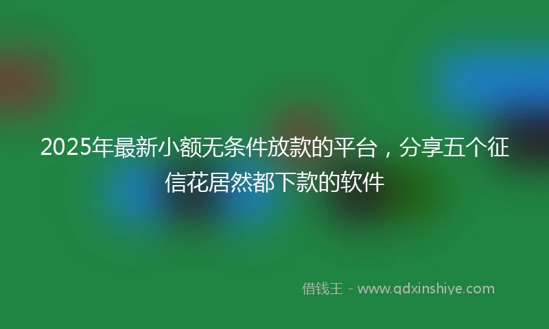 2025年最新小额无条件放款的平台，分享五个征信花居然都下款的软件
