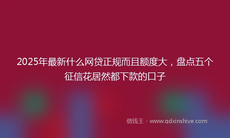 2025年最新什么网贷正规而且额度大，盘点五个征信花居然都下款的口子