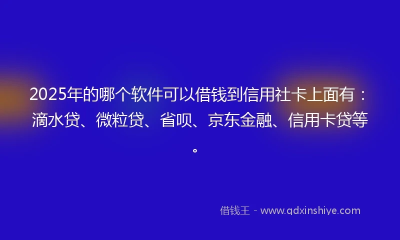 2025年的哪个软件可以借钱到信用社卡上面有：滴水贷、微粒贷、省呗、京东金融、信用卡贷等。