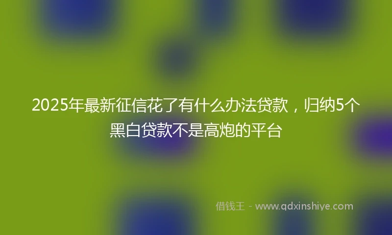 2025年最新征信花了有什么办法贷款，归纳5个黑白贷款不是高炮的平台