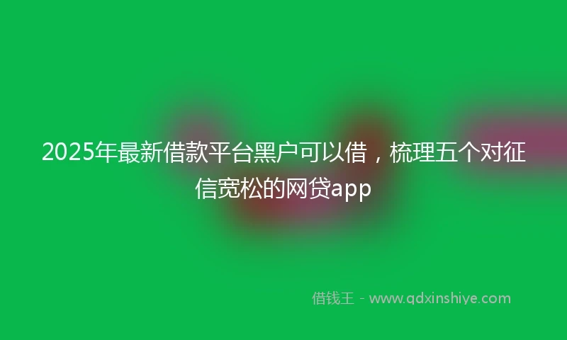 2025年最新借款平台黑户可以借，梳理五个对征信宽松的网贷app