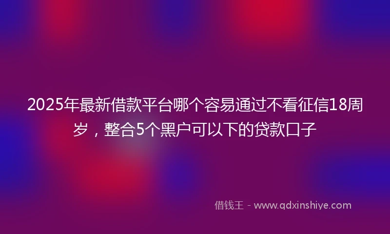 2025年最新借款平台哪个容易通过不看征信18周岁，整合5个黑户可以下的贷款口子