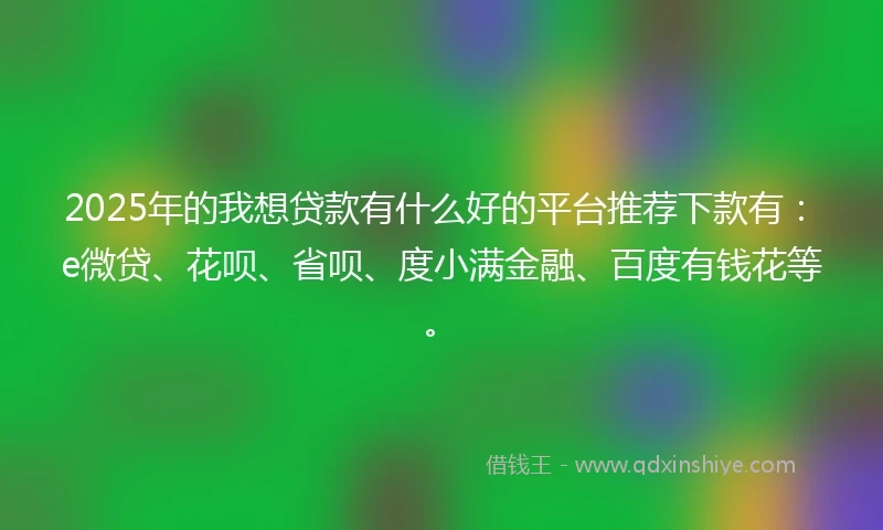 2025年的我想贷款有什么好的平台推荐下款有：e微贷、花呗、省呗、度小满金融、百度有钱花等。