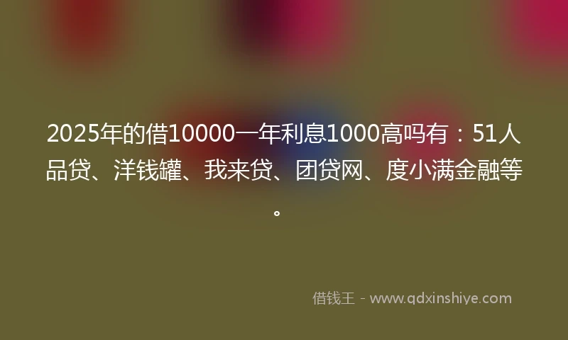 2025年的借10000一年利息1000高吗有：51人品贷、洋钱罐、我来贷、团贷网、度小满金融等。