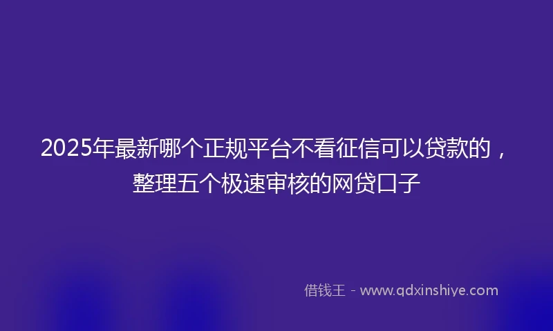 2025年最新哪个正规平台不看征信可以贷款的，整理五个极速审核的网贷口子