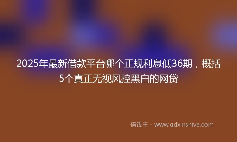 2025年最新借款平台哪个正规利息低36期，概括5个真正无视风控黑白的网贷