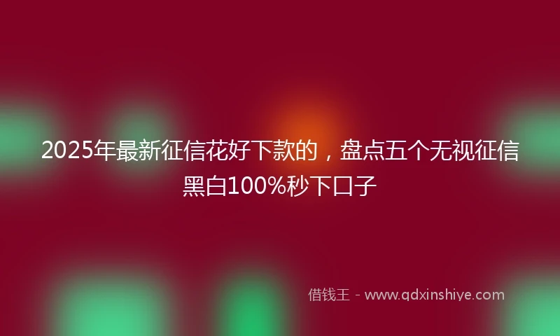 2025年最新征信花好下款的，盘点五个无视征信黑白100%秒下口子