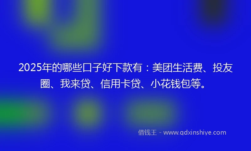 2025年的哪些口子好下款有：美团生活费、投友圈、我来贷、信用卡贷、小花钱包等。