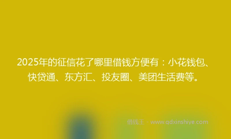 2025年的征信花了哪里借钱方便有：小花钱包、快贷通、东方汇、投友圈、美团生活费等。