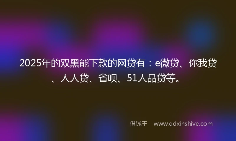 2025年的双黑能下款的网贷有：e微贷、你我贷、人人贷、省呗、51人品贷等。