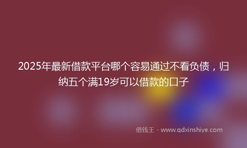 2025年最新借款平台哪个容易通过不看负债，归纳五个满19岁可以借款的口子