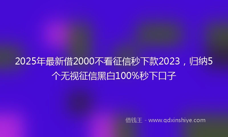 2025年最新借2000不看征信秒下款2023，归纳5个无视征信黑白100%秒下口子