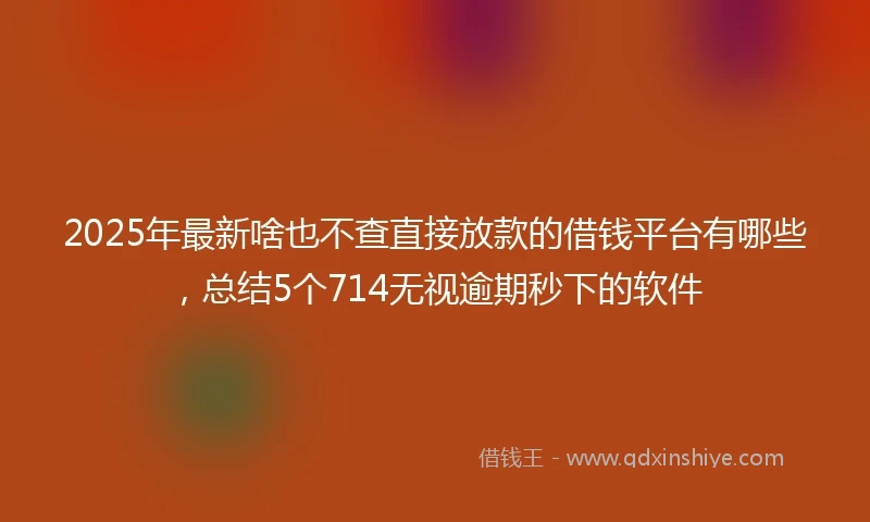 2025年最新啥也不查直接放款的借钱平台有哪些，总结5个714无视逾期秒下的软件