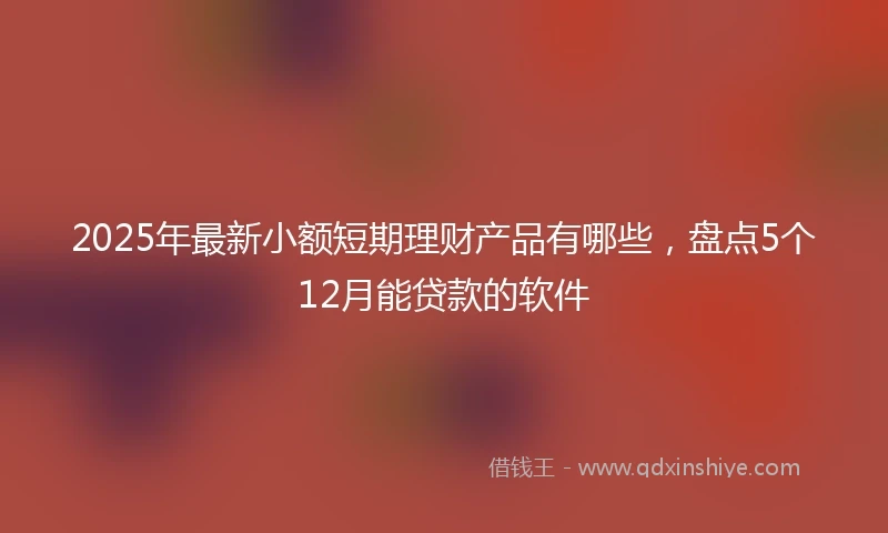 2025年最新小额短期理财产品有哪些，盘点5个12月能贷款的软件