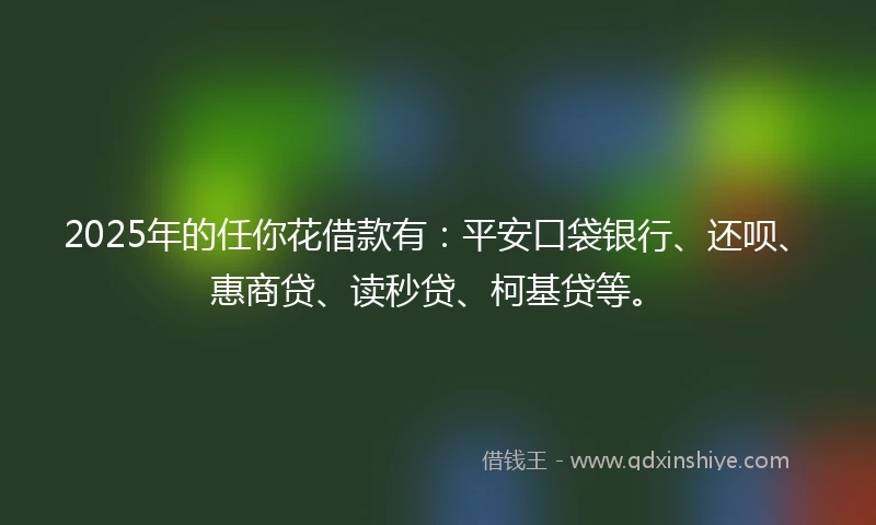 2025年的任你花借款有：平安口袋银行、还呗、惠商贷、读秒贷、柯基贷等。
