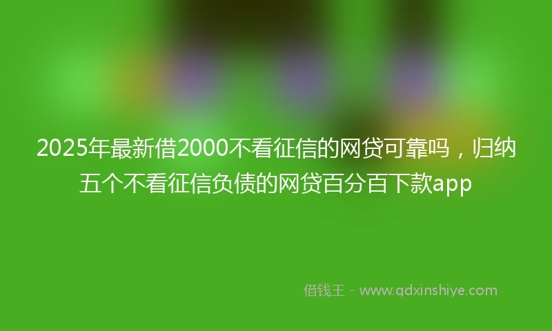 2025年最新借2000不看征信的网贷可靠吗，归纳五个不看征信负债的网贷百分百下款app