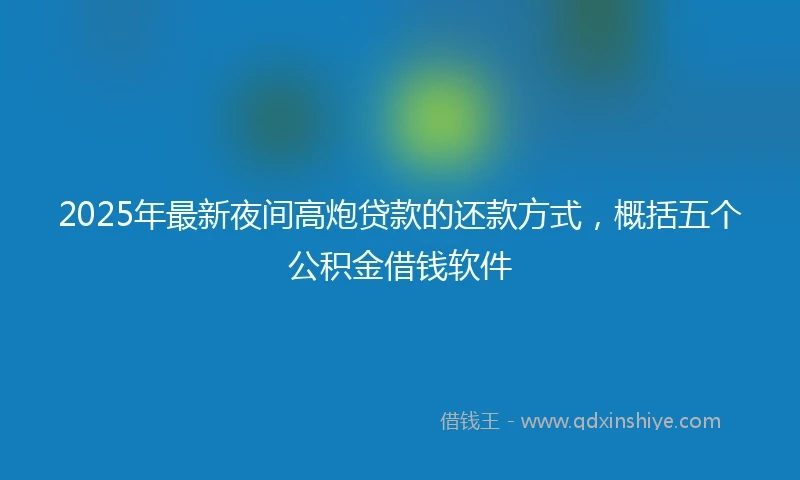 2025年最新夜间高炮贷款的还款方式，概括五个公积金借钱软件