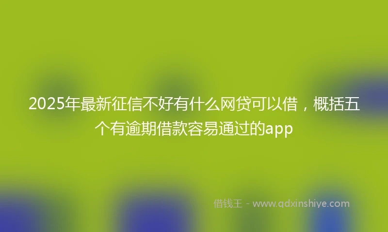 2025年最新征信不好有什么网贷可以借，概括五个有逾期借款容易通过的app