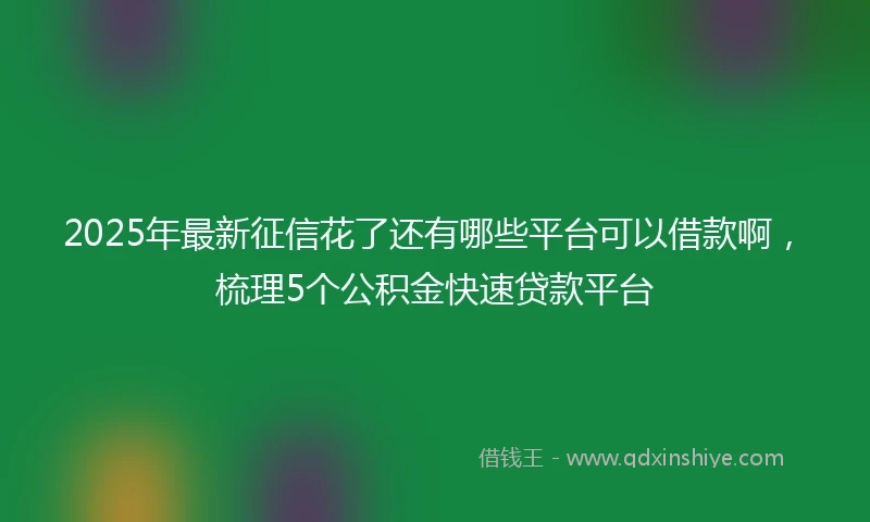 2025年最新征信花了还有哪些平台可以借款啊，梳理5个公积金快速贷款平台