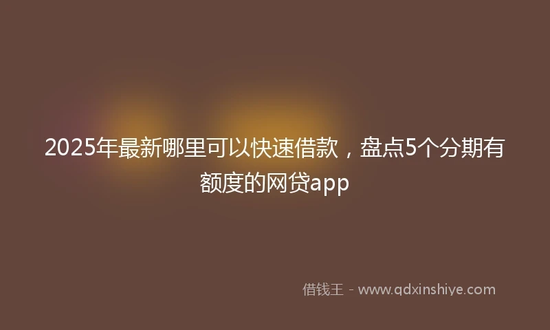 2025年最新哪里可以快速借款，盘点5个分期有额度的网贷app