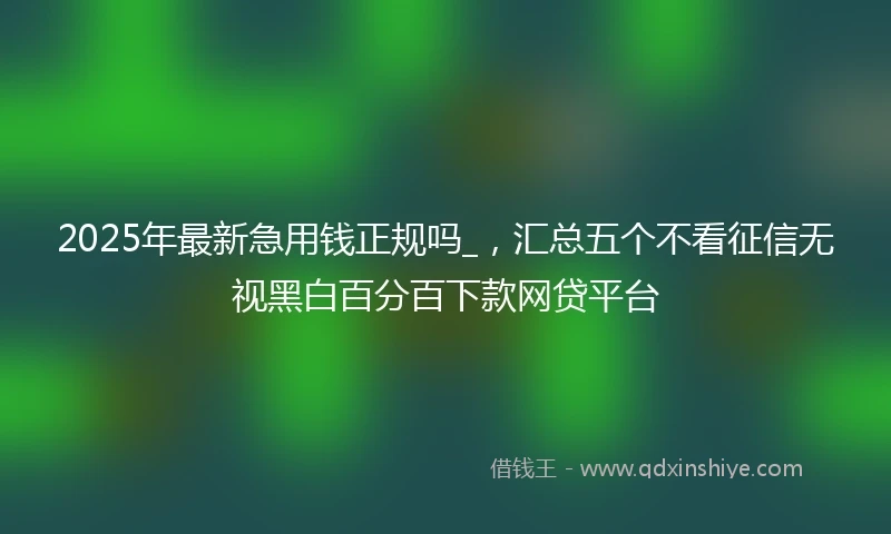 2025年最新急用钱正规吗_，汇总五个不看征信无视黑白百分百下款网贷平台