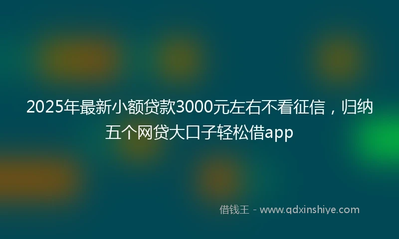 2025年最新小额贷款3000元左右不看征信，归纳五个网贷大口子轻松借app