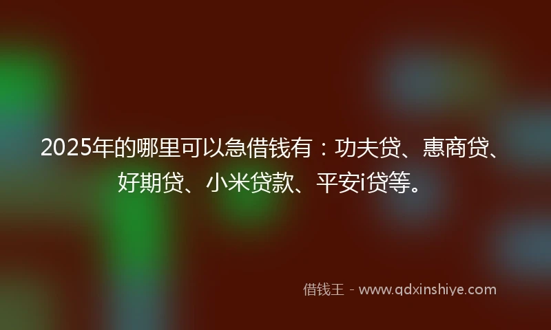 2025年的哪里可以急借钱有：功夫贷、惠商贷、好期贷、小米贷款、平安i贷等。