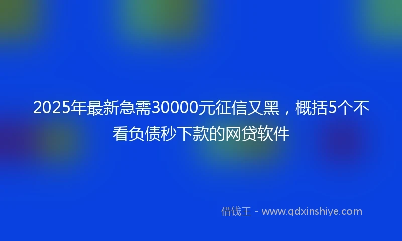 2025年最新急需30000元征信又黑，概括5个不看负债秒下款的网贷软件