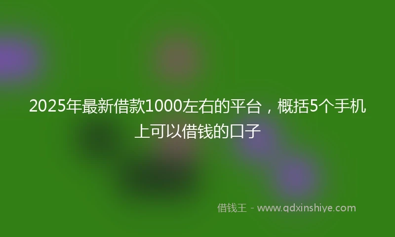 2025年最新借款1000左右的平台，概括5个手机上可以借钱的口子