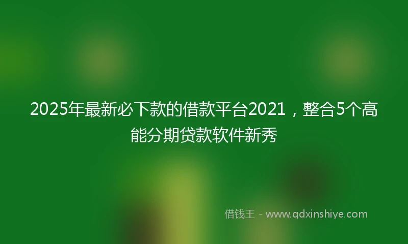 2025年最新必下款的借款平台2021，整合5个高能分期贷款软件新秀