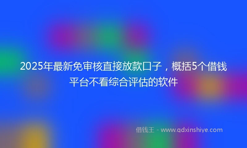 2025年最新免审核直接放款口子，概括5个借钱平台不看综合评估的软件
