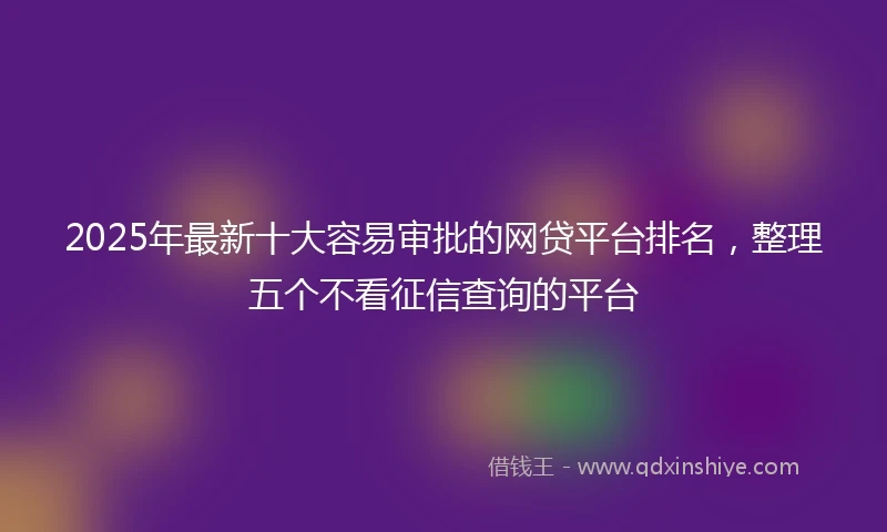 2025年最新十大容易审批的网贷平台排名，整理五个不看征信查询的平台