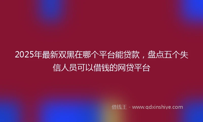 2025年最新双黑在哪个平台能贷款，盘点五个失信人员可以借钱的网贷平台