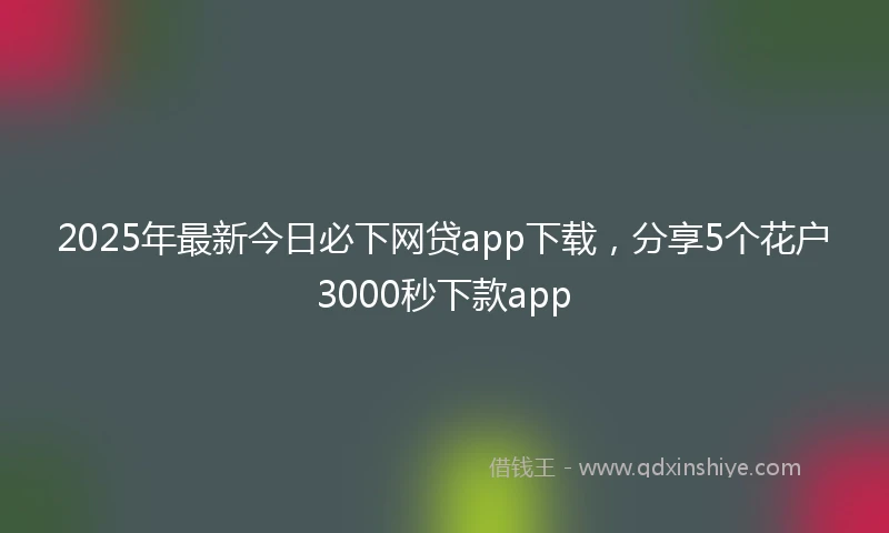 2025年最新今日必下网贷app下载，分享5个花户3000秒下款app