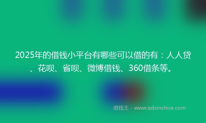 2025年的借钱小平台有哪些可以借的有：人人贷、花呗、省呗、微博借钱、360借条等。
