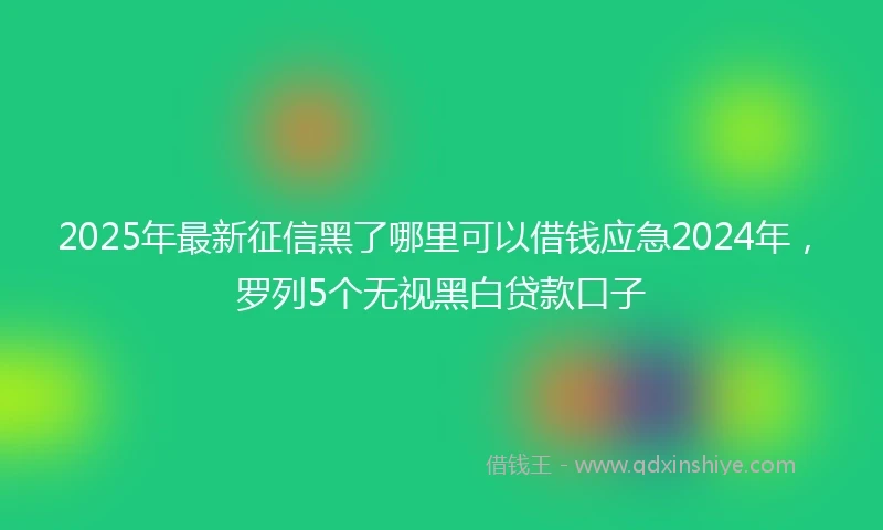 2025年最新征信黑了哪里可以借钱应急2024年，罗列5个无视黑白贷款口子