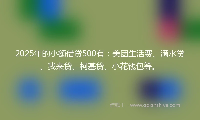 2025年的小额借贷500有：美团生活费、滴水贷、我来贷、柯基贷、小花钱包等。