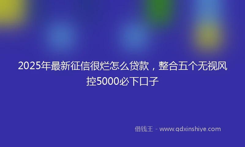 2025年最新征信很烂怎么贷款，整合五个无视风控5000必下口子