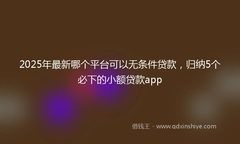2025年最新哪个平台可以无条件贷款，归纳5个必下的小额贷款app