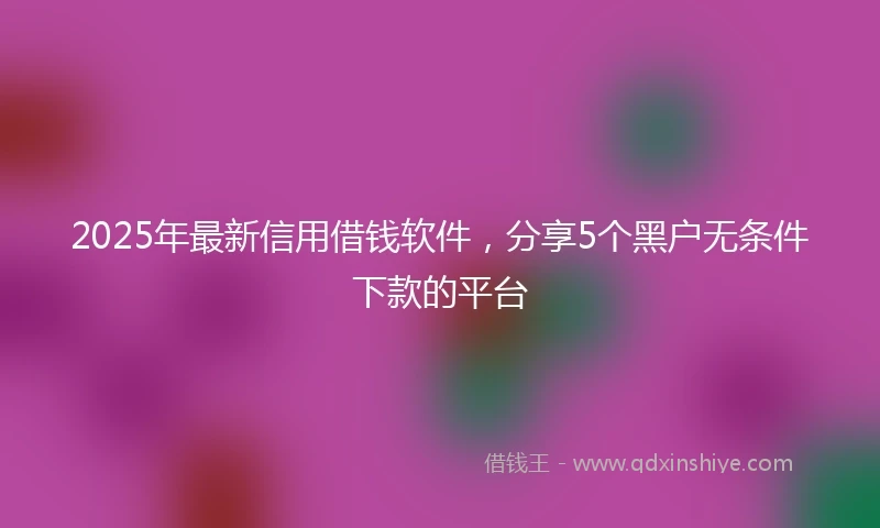 2025年最新信用借钱软件，分享5个黑户无条件下款的平台