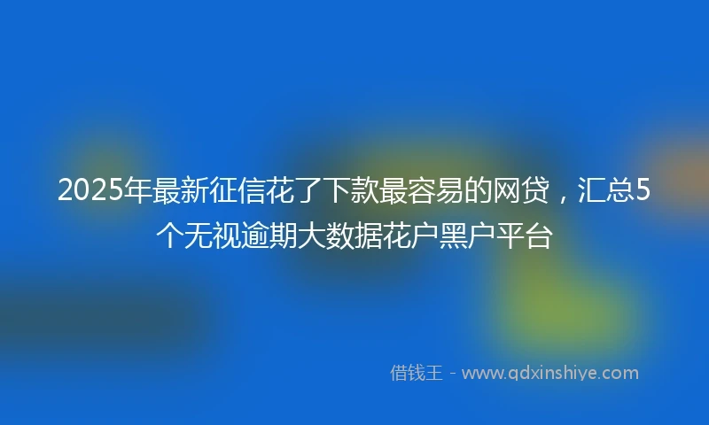 2025年最新征信花了下款最容易的网贷，汇总5个无视逾期大数据花户黑户平台