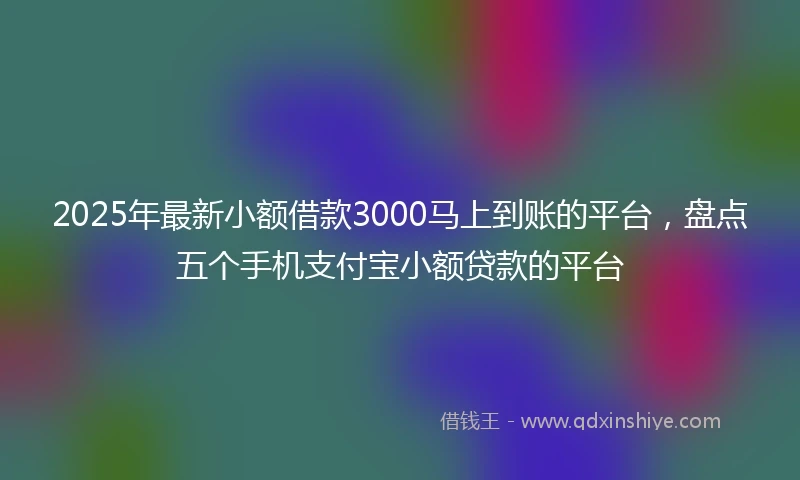 2025年最新小额借款3000马上到账的平台，盘点五个手机支付宝小额贷款的平台