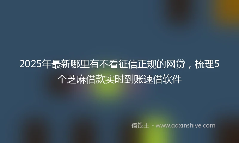 2025年最新哪里有不看征信正规的网贷，梳理5个芝麻借款实时到账速借软件