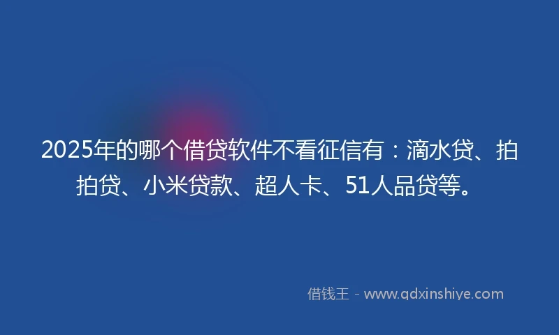 2025年的哪个借贷软件不看征信有：滴水贷、拍拍贷、小米贷款、超人卡、51人品贷等。