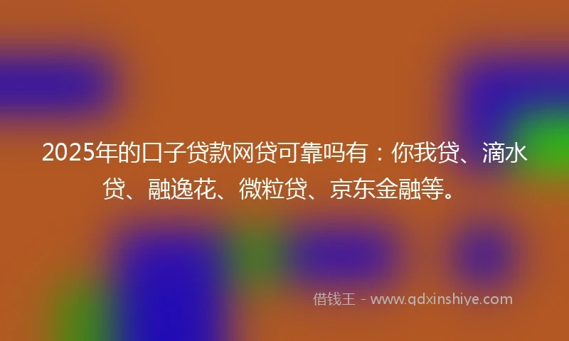 2025年的口子贷款网贷可靠吗有：你我贷、滴水贷、融逸花、微粒贷、京东金融等。