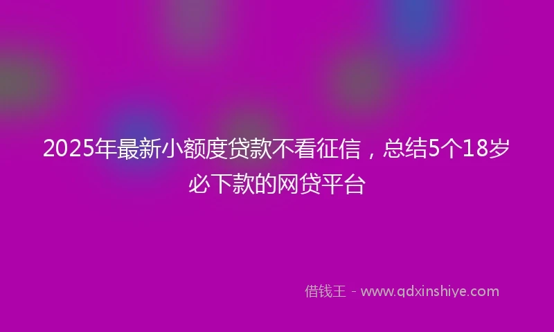 2025年最新小额度贷款不看征信，总结5个18岁必下款的网贷平台