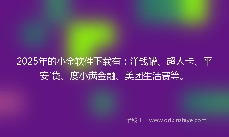 2025年的小金软件下载有：洋钱罐、超人卡、平安i贷、度小满金融、美团生活费等。