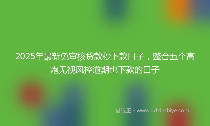 2025年最新免审核贷款秒下款口子，整合五个高炮无视风控逾期也下款的口子