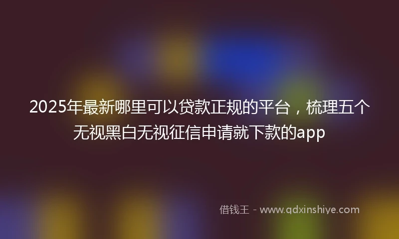 2025年最新哪里可以贷款正规的平台，梳理五个无视黑白无视征信申请就下款的app